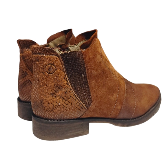 Casta Brown Leather Western Style Snake Pattern Zip Up Ankle Boots Women Size 7 - Picture 5 of 11